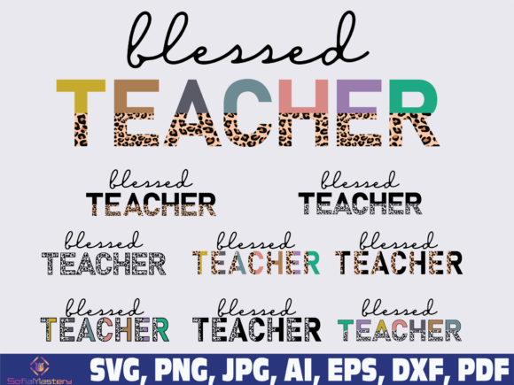 Blessed Teacher Half Leopard Graphics for Crafts and Creative Publishing