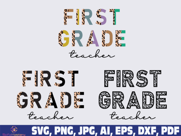 First Grade Teacher Half Leopard Graphics for Crafts & Blog Design