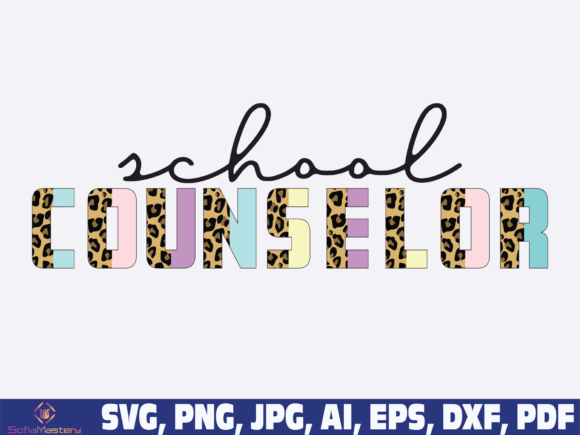 School Counselor Half Leopard Graphics for Creative Crafts and Content