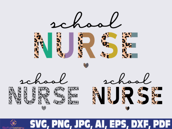 School Nurse Half Leopard Graphics for Crafts and Local Business Branding