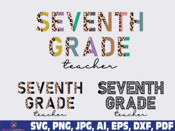 Seventh Grade Teacher Half Leopard for Crafts and Graphics