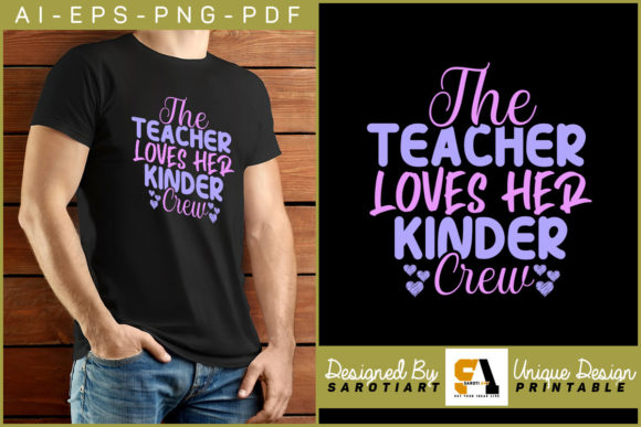 The Teacher Loves Her Kinder Crew: A Versatile Graphic Design Asset for Content Creators