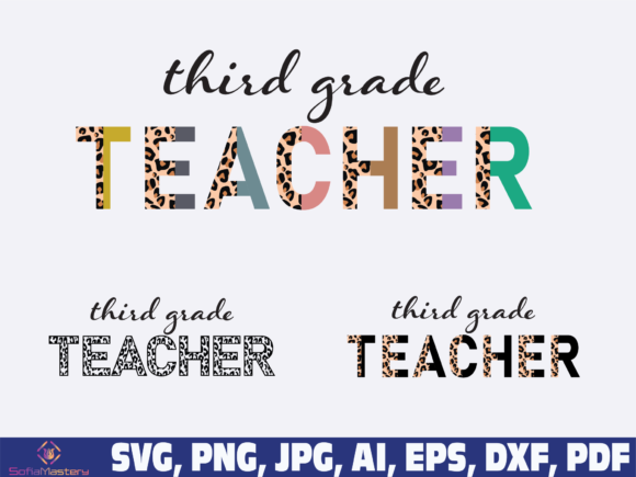 Third Grade Teacher Half Leopard Graphic Design for Crafts
